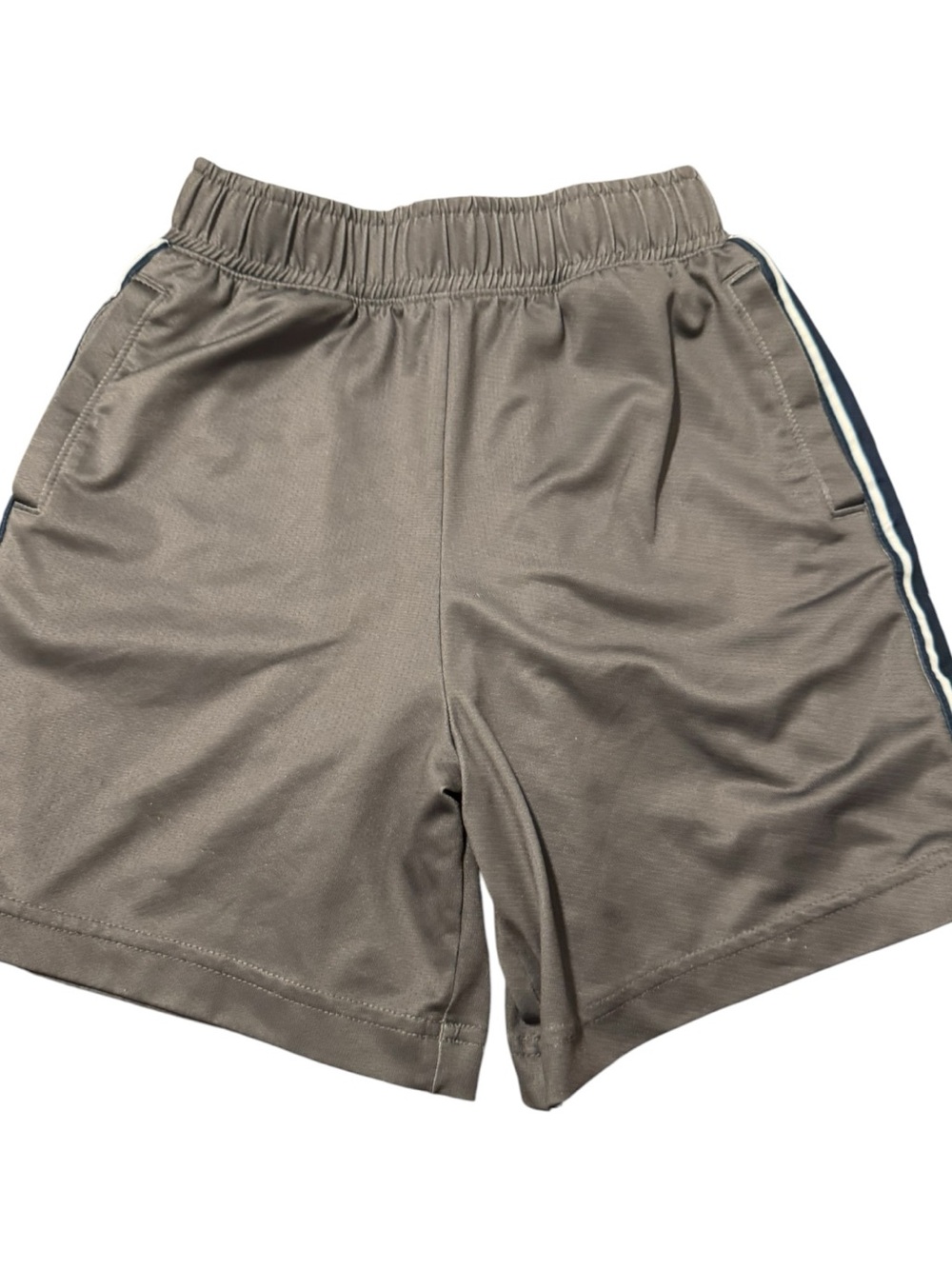 Boy’s Athletic Shorts - Taupe with Side Stripe